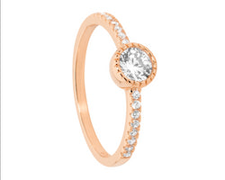 Sterling Silver Rose Gold Plated CZ Solitaire 5mm