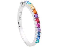 Ellani Silver Rainbow Coloured Cz Ring