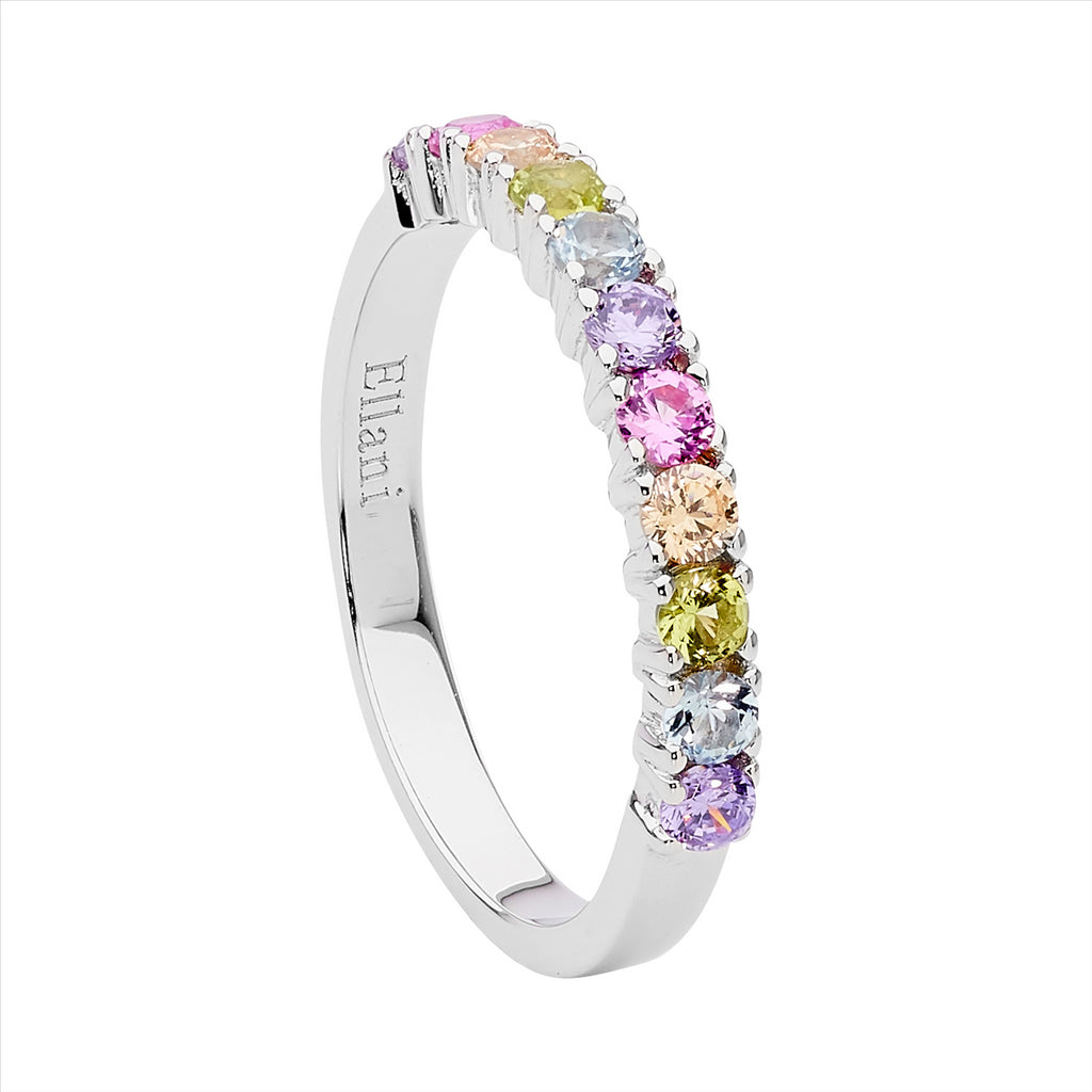 Ellani Silver Ring With Rainbow Pastel Cz