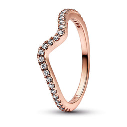 Wave 14K Rose Gold-Plated Ring With Clear Cubic Zirconia 56