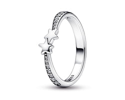 Stars Sterling Silver Ring With Clear Cubic Zirconia