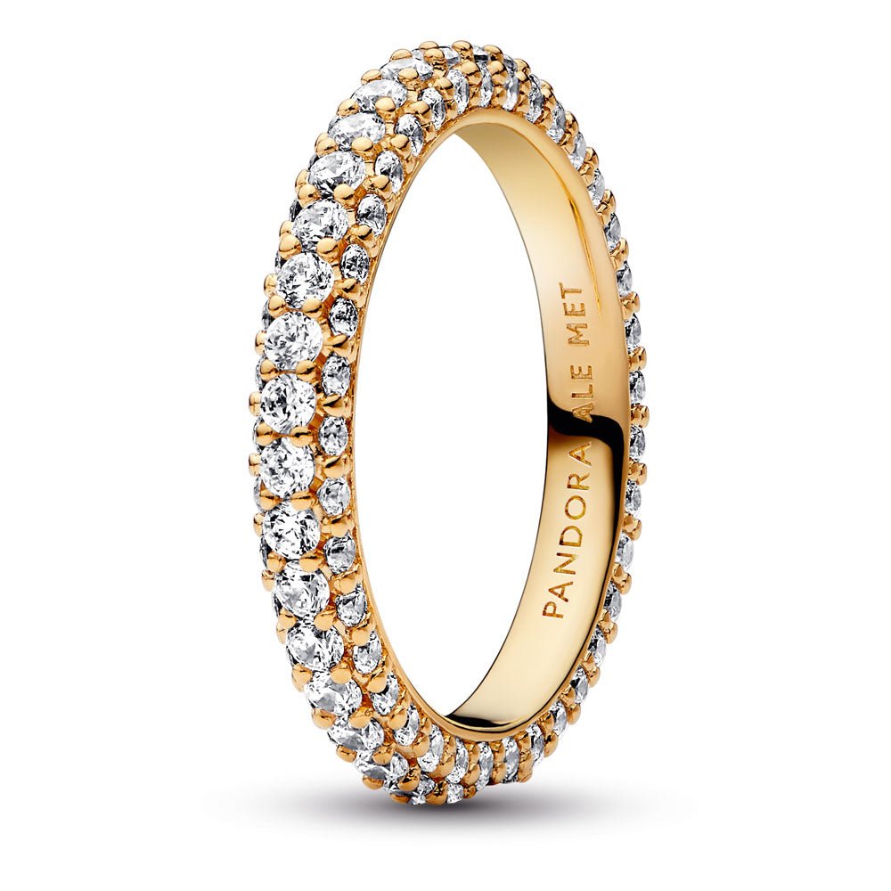 14K Gold-Plated Ring With Clear Cubic Zirconia