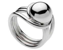 Sterling Silver Multi-Wire Ring With Dome Centre - Size Large