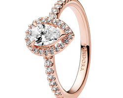 14K Rose Gold-Plated Ring With Clear Cubic Zirconia