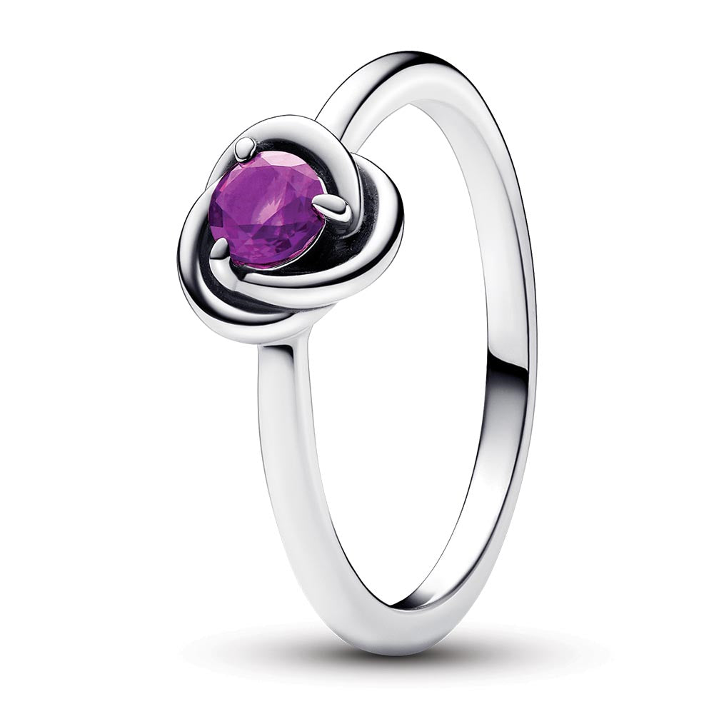 Sterling Silver Ring With Sweet Grape Purple Crystal
