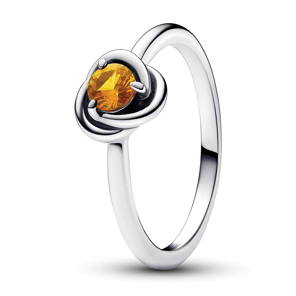 Sterling Silver Ring With Honey Coloured Crystal