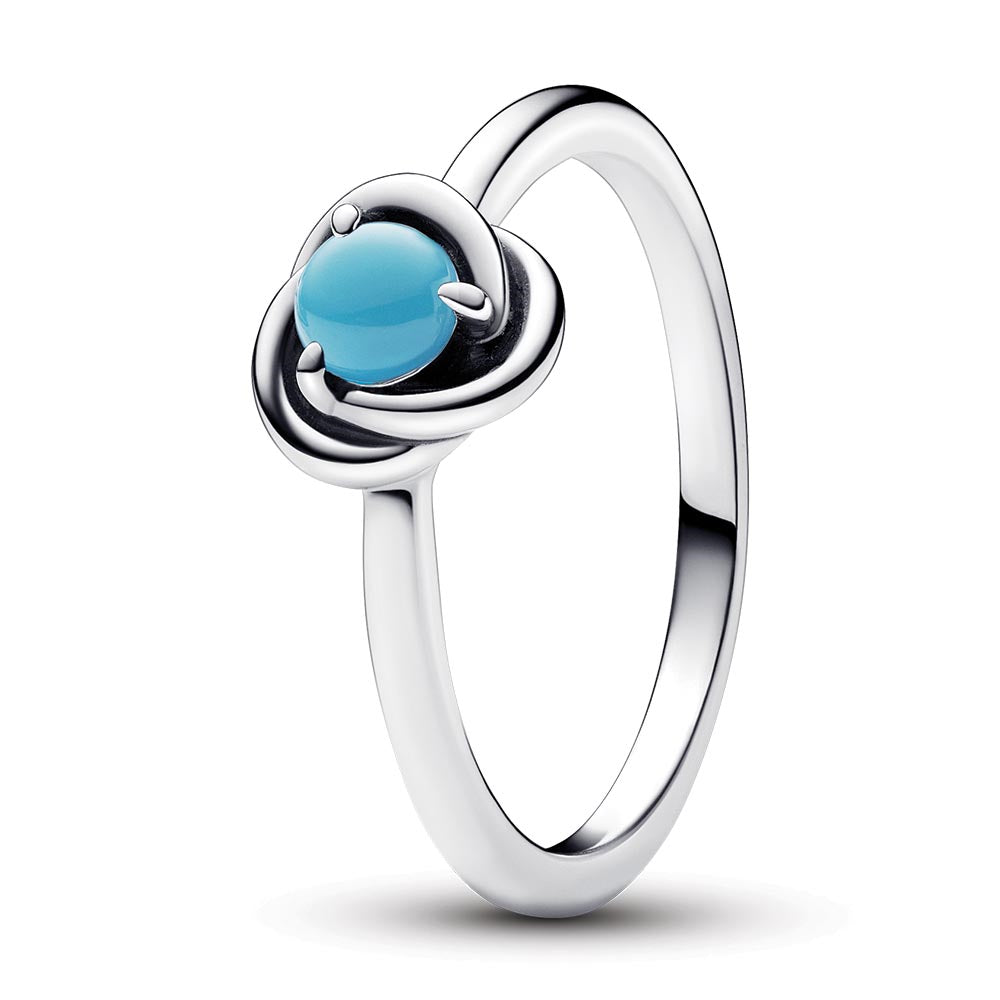 Sterling Silver Ring With Capri Blue Crystal