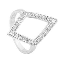 SS WH CZ Open Diamond Shape Ring