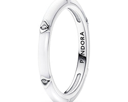 Sterling Silver Ring With Clear Cubic Zirconia And White Enamel Size 54