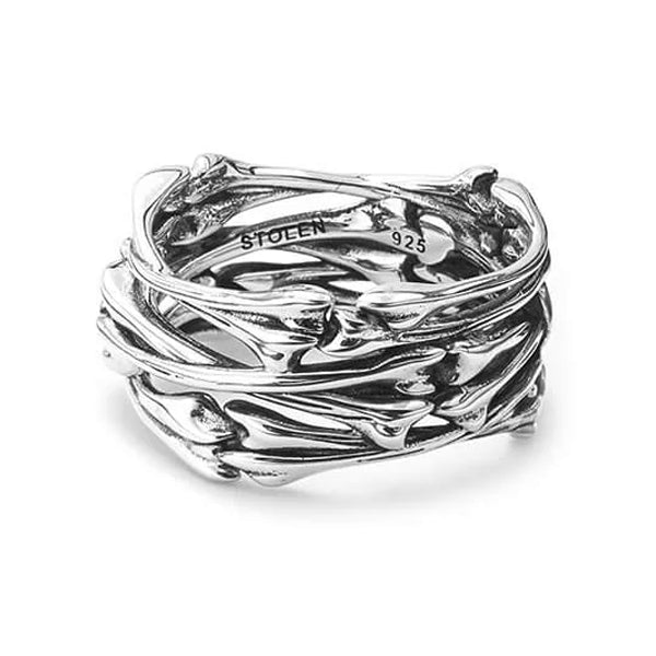 Stolen Girlfriends Club Sterling Silver Skeletal Band. Size L