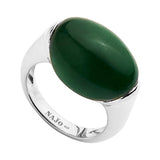 Sterling Silver And Green Aventurine Pebble Ring - Size Large