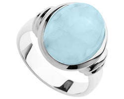 Cabochon Oval Aquamarine Sterling Silver Bezel - Size Medium (Cannot Be Resized)