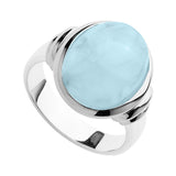 Cabochon Oval Aquamarine Sterling Silver Bezel - Size Medium (Cannot Be Resized)