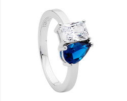 Sterling Silver Emerald & London Blue Cz Ring