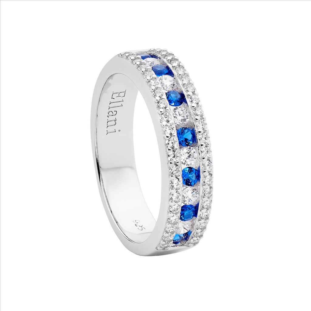 Sterling Silver Blue & Cz Ring