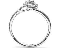 Stem Rose Sterling Silver Ring - Size Q