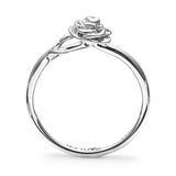 Stem Rose Sterling Silver Ring - Size Q