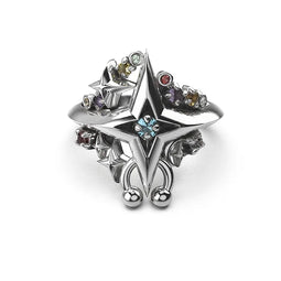 Sterling Silver/Citrine/Peridot/Topaz Cosmic Punk Multi Ring- Size Q