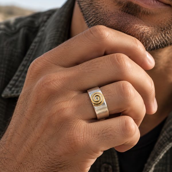Whenua — Aroha Ring - 9ct Yellow Gold & Stg Silver