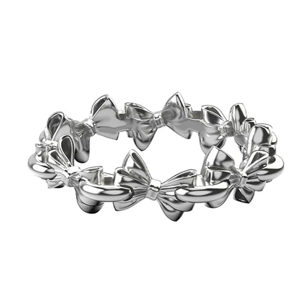 Sterling Silver Pierced Bow Infinity Ring - Size N