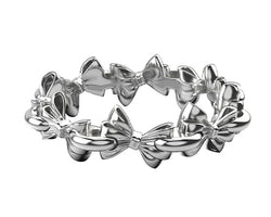 Sterling Silver Pierced Bow Infinity Ring - Size N
