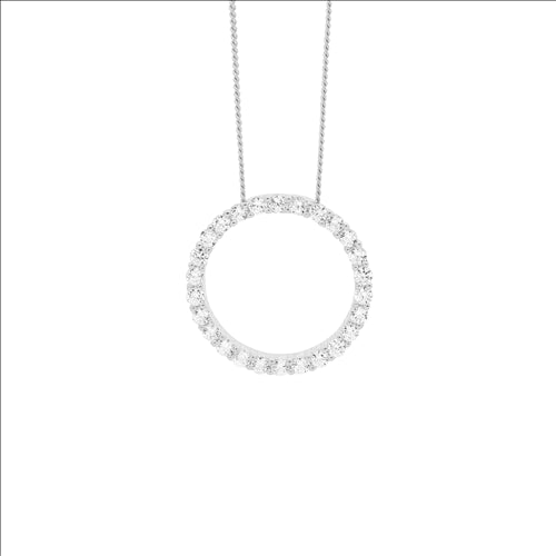 Ellani Silver Circle Pendant With Cz