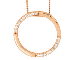 SS WH CZ 20mm Open Circle Pendant w/ Rose Gold Plating