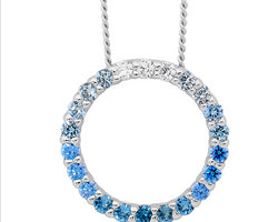Sterling Silver White And Blue Cz Circle Pendant