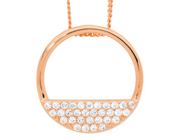 Ellani Rose Gold Plated Open Circle Pendant With White Cz