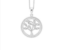 Ellani Silver Tree Of Life Pendant With Cz