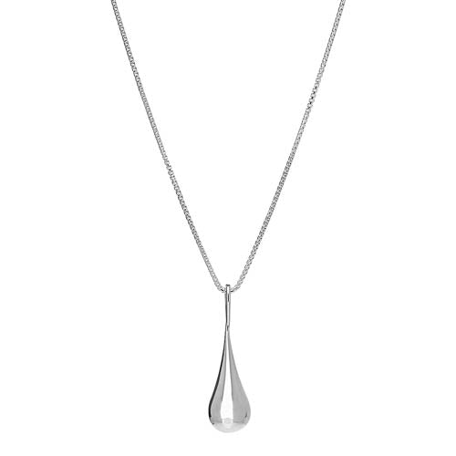 Najo Silver Puff Teardrop Pendant And Chain