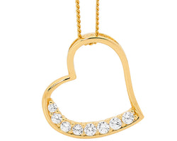 Ellani Yellow Gold Plated Heart Pendant With Cz