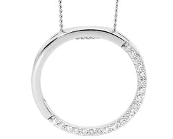 Ellani Silver Open Circle Pendant With Cz