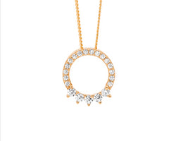 Ellani Rose Gold Plated Open Circle Pendant With 5x Cz Feature