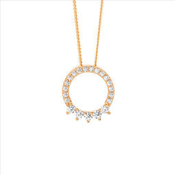 Ellani Rose Gold Plated Open Circle Pendant With 5x Cz Feature