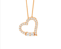 Ellani Rose Gold Plating Open Heart Pendant With Cz Feature
