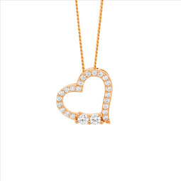 Ellani Rose Gold Plating Open Heart Pendant With Cz Feature