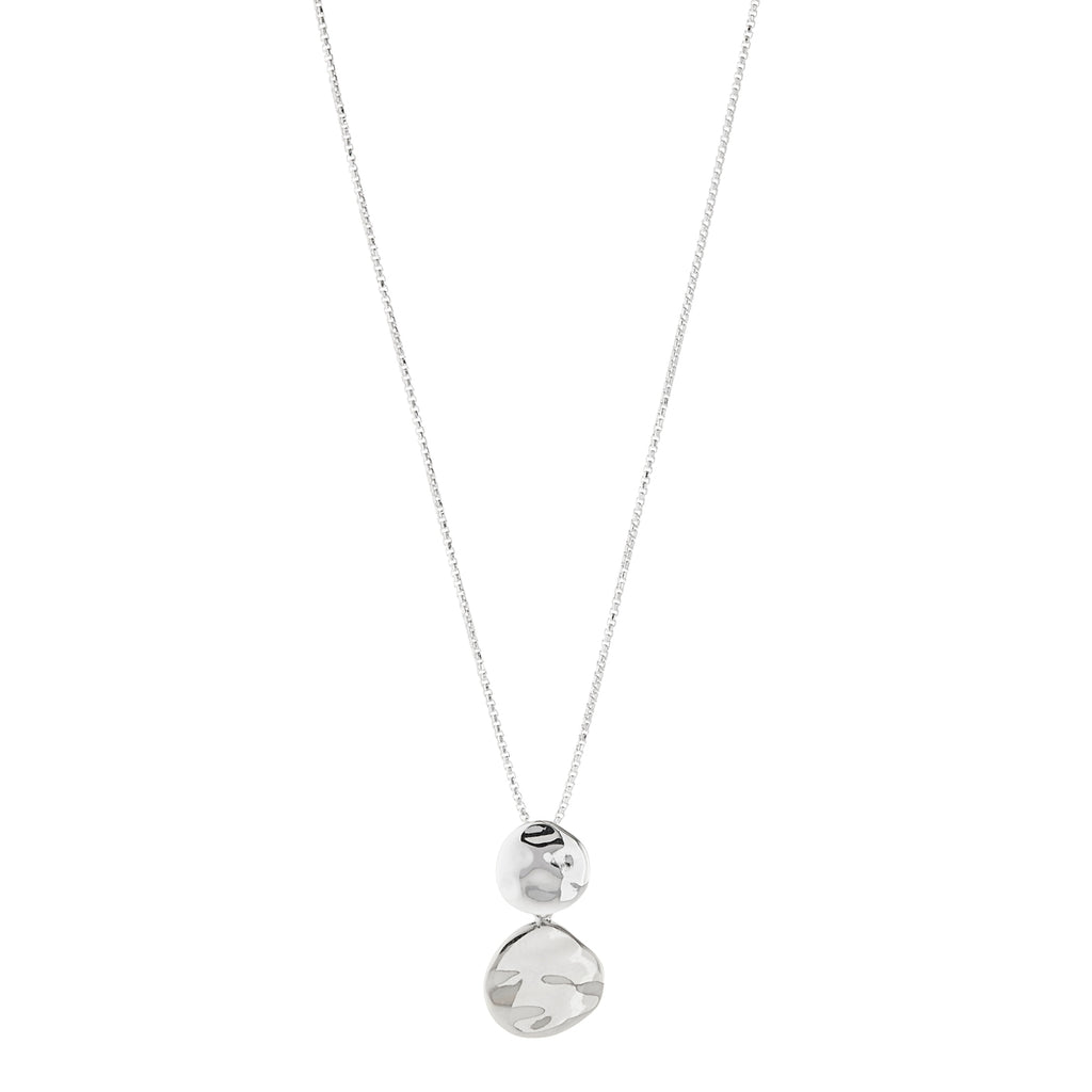 Silver Double-Disk Pendant On Round Box Chain