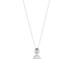 Silver Double-Disk Pendant On Round Box Chain