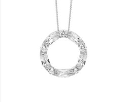 Ss Wh Cz Round & Baguette 18Mm Circle Pendant