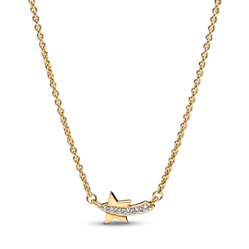 Shooting Star 14K Gold-Plated Collier With Clear Cubic Zirconia