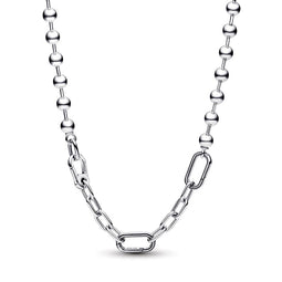 Sterling Silver Bead And Link Necklace