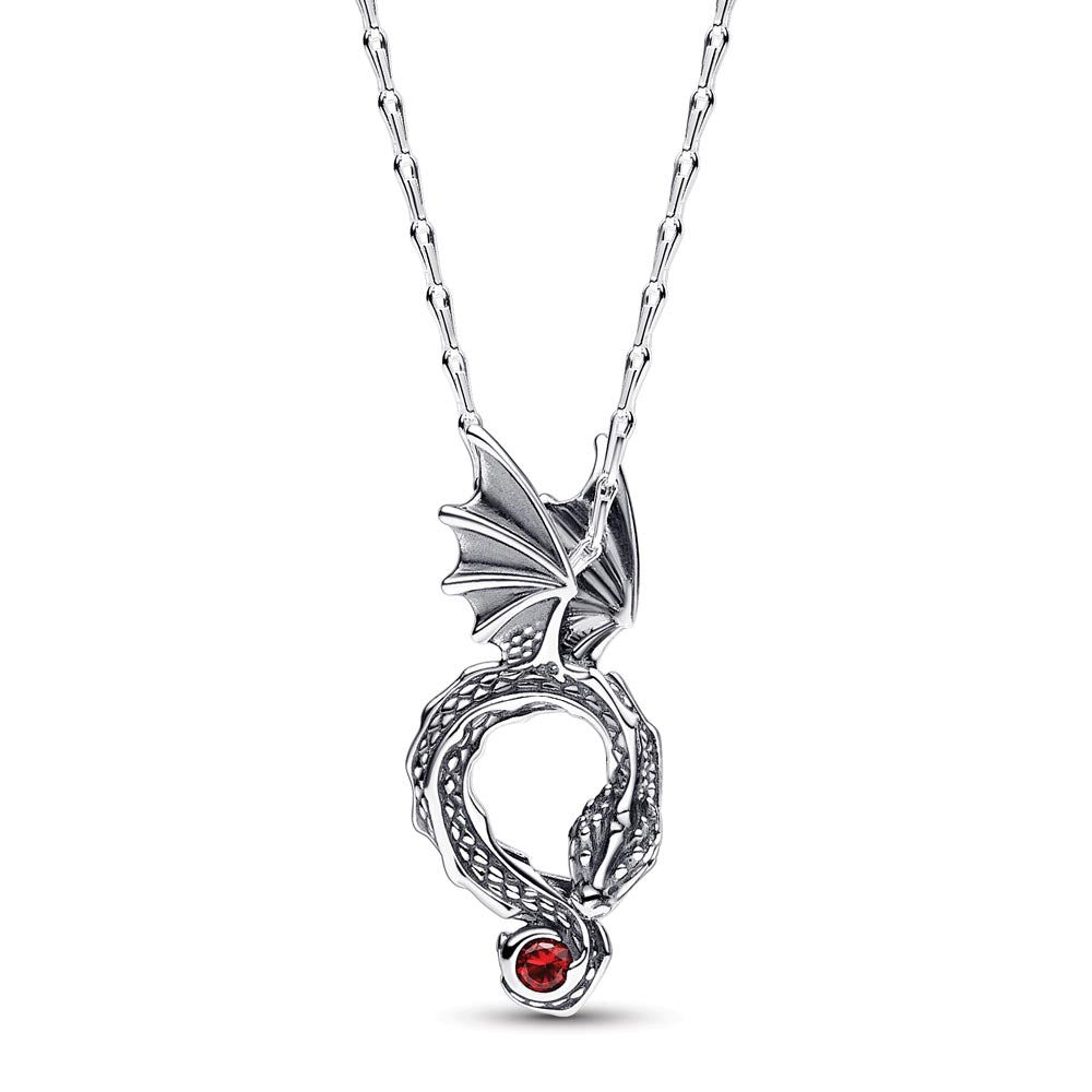 Project House Dragon Sterling Silver Pendant Necklace With Salsa Red Crystal
