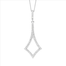 Ss Wh Cz 40Mm Open Diamond Shape Drop Pendant