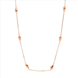 Stainless Steel Necklace 40+5Cm W/ Tear Drops & Rose Gold Ip Plating