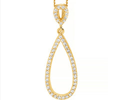 SS WH CZ Double Open Tear Pendant w/ Gold Plating