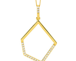SS WH CZ open abstract drop pendant w/ gold plating