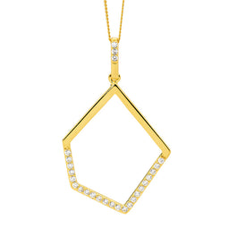 SS WH CZ open abstract drop pendant w/ gold plating