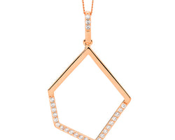 SS WH CZ open abstract drop pendant w/ rose gold plating