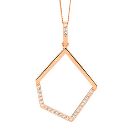 SS WH CZ open abstract drop pendant w/ rose gold plating
